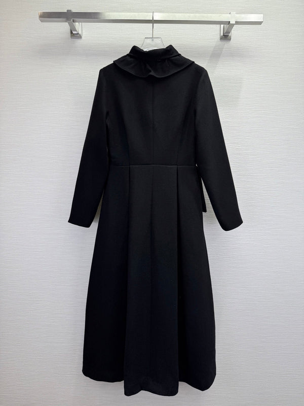CD 25SS Ruffled V-neck Dress Black Wool 306508