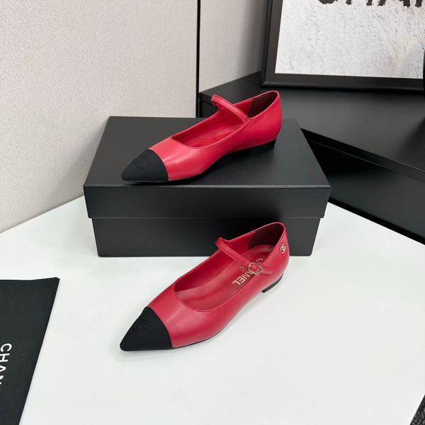 CC 25SS Pointed-Toe Mary Janes Red Cowhide 490140