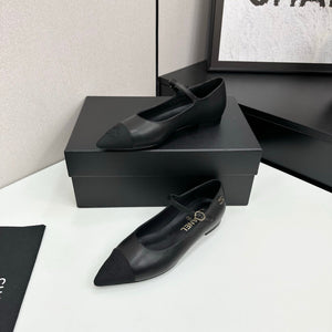 CC 25SS Pointed-Toe Mary Janes Black Cowhide 490137