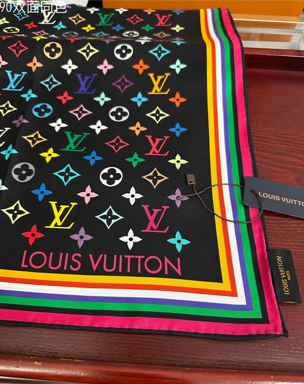 LV Double-Sided Square Scarf 90cm Colorful Silk 839694
