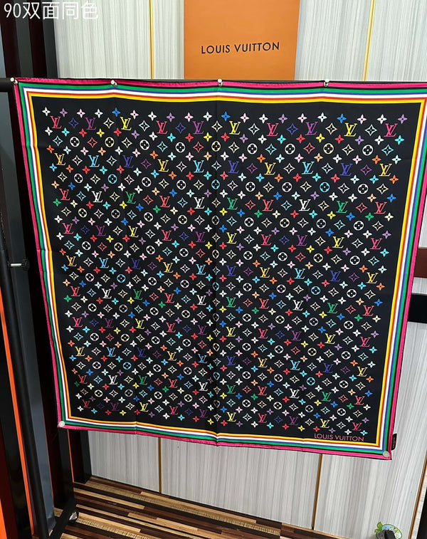 LV Double-Sided Square Scarf 90cm Colorful Silk 839694