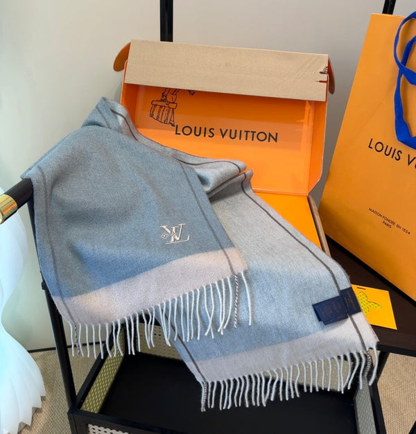 LV Scarf 180cm Blue Cashmere 839519