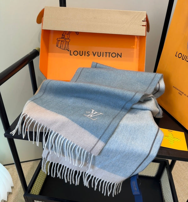 LV Scarf 180cm Blue Cashmere 839519