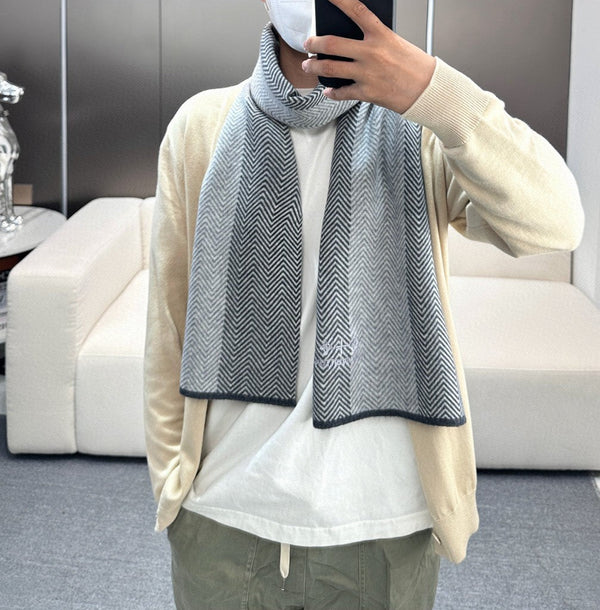 LV Scarf 180cm Gray Knitted Cashmere 838208
