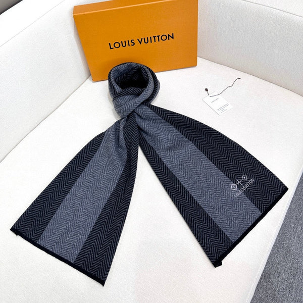 LV Scarf 180cm Black Knitted Cashmere 838207