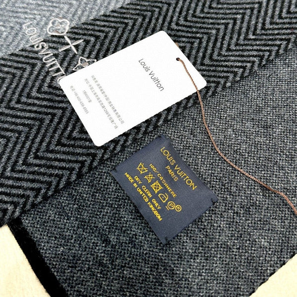 LV Scarf 180cm Black Knitted Cashmere 838207