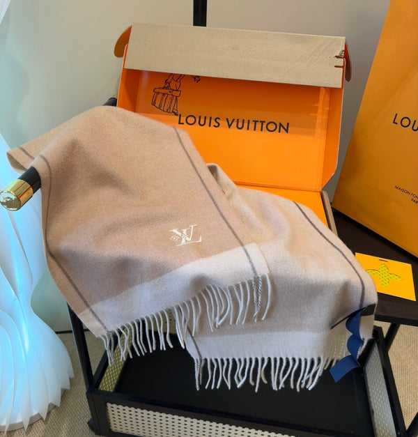 LV Scarf 180cm Brown Cashmere 839517