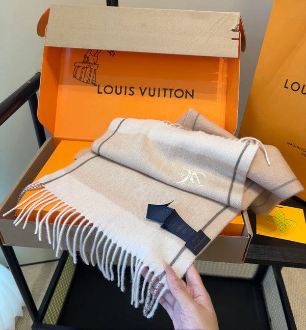 LV Scarf 180cm Brown Cashmere 839517