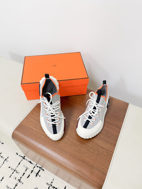 HM 25VS Lift Slip-On Sneakers Gray Cowhide Down Fabric 492928