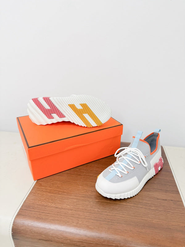 HM 25VS Lift Slip-On Sneakers Gray Cowhide Down Fabric 492929