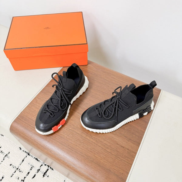 HM 25VS Lift Slip-On Sneakers Black Cowhide Down Fabric 492930