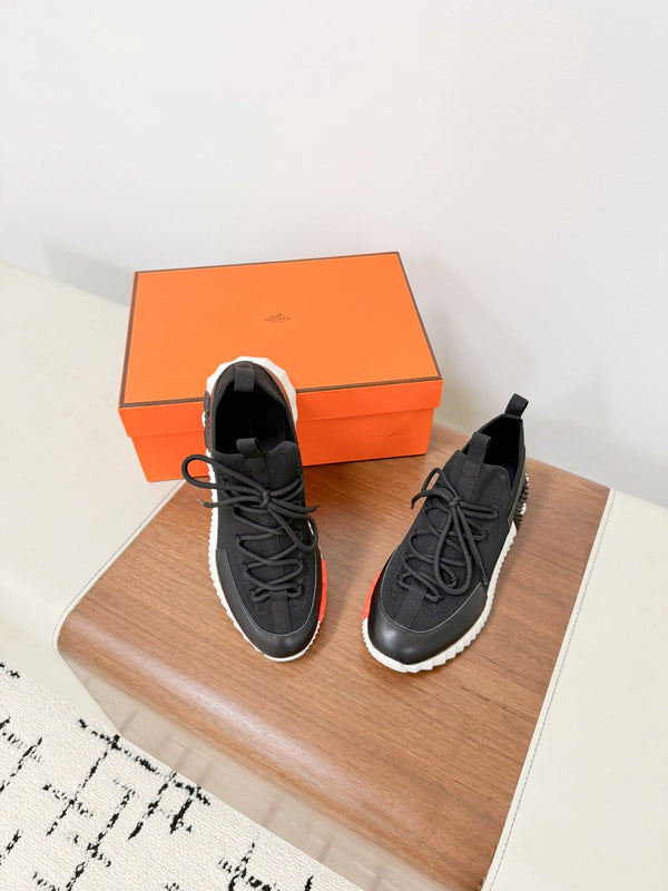 HM 25VS Lift Slip-On Sneakers Black Cowhide Down Fabric 492930