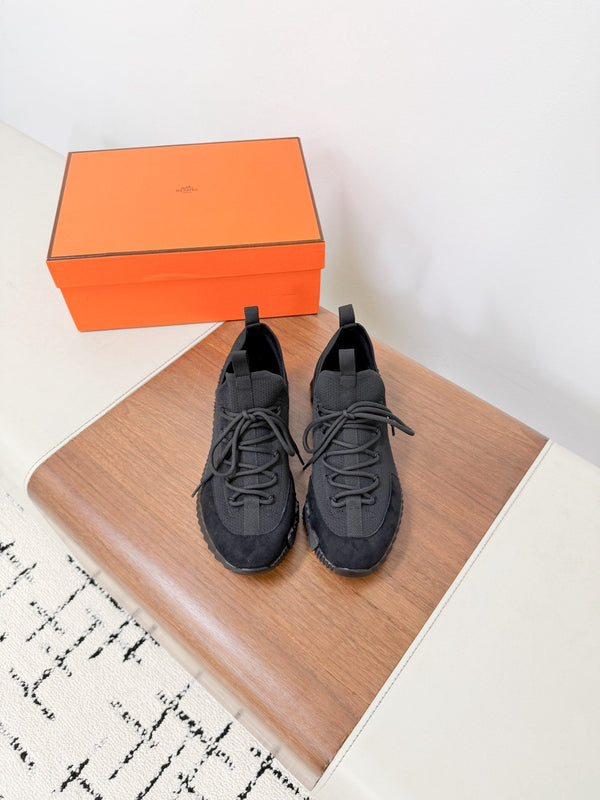 HM 25VS Lift Slip-On Sneakers Full Black Suede Down Fabric 492935