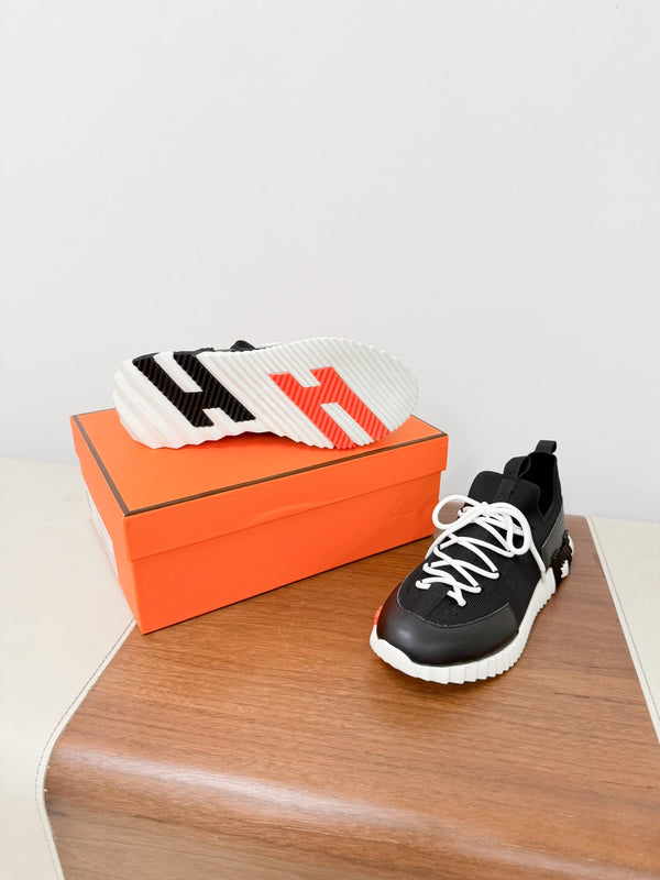 HM Lift Slip-On Sneakers Black Cowhide Down Fabric 492937