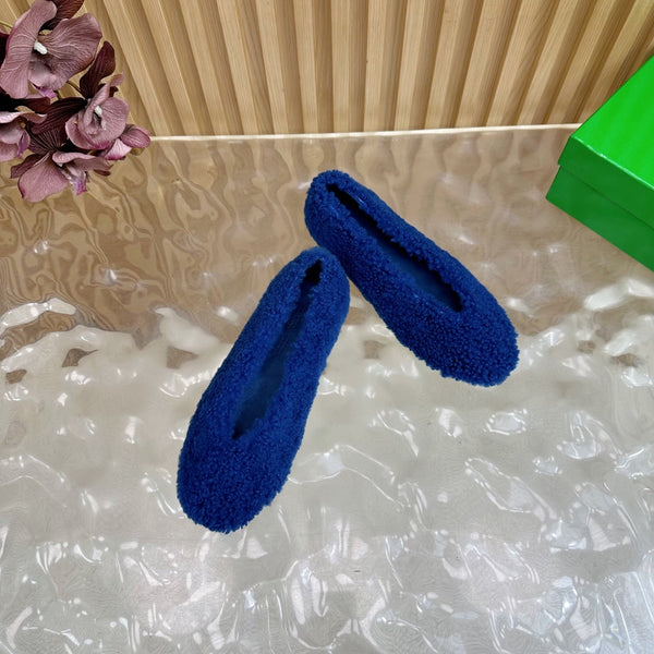 BV 25SS Shearling Ballerina in Blue Wool Sheepskin