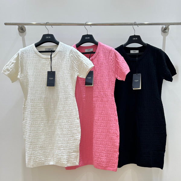 Fendi Letter Jacquard Viscose Short-Sleeves Dress
