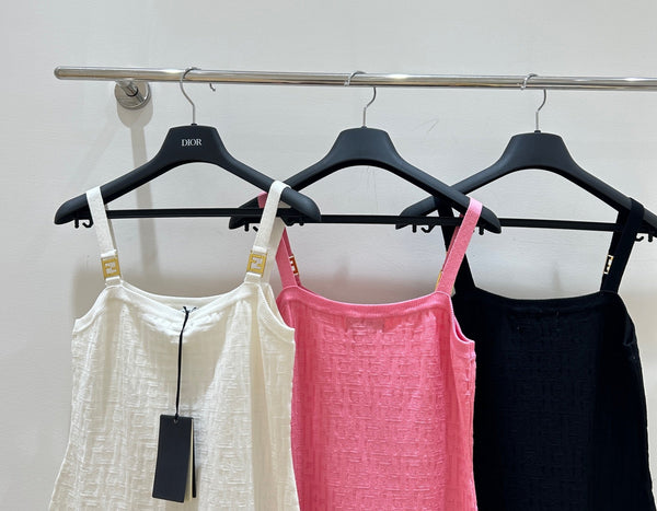 Fendi Letter Jacquard Viscose Sleeveless Dress