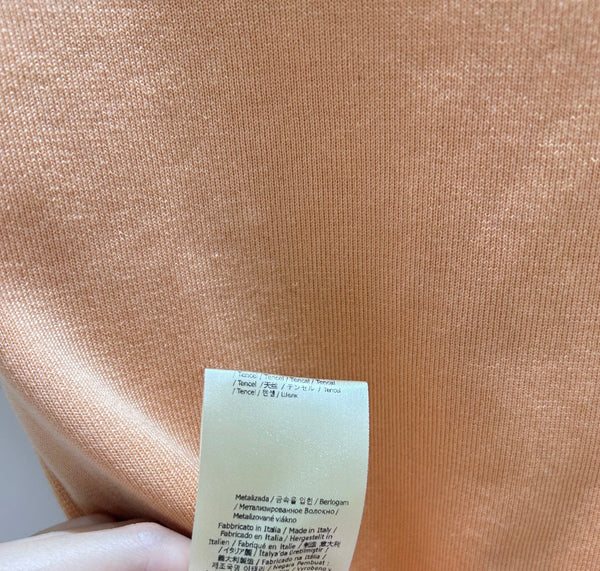 Fendi 25 Round Neck Knit Short-Sleeved Shirt Brown Tencel