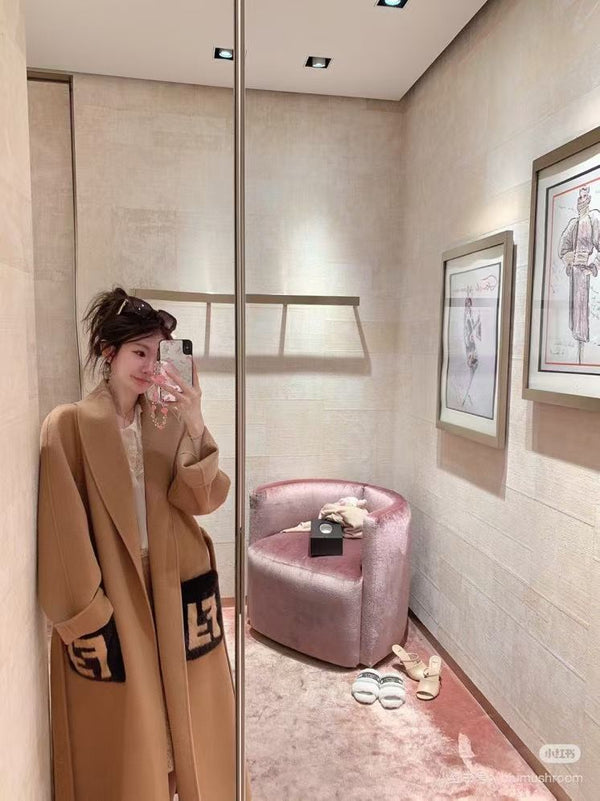 Fendi 25FW Double-Faced Cashmere Mink Heavy Coat