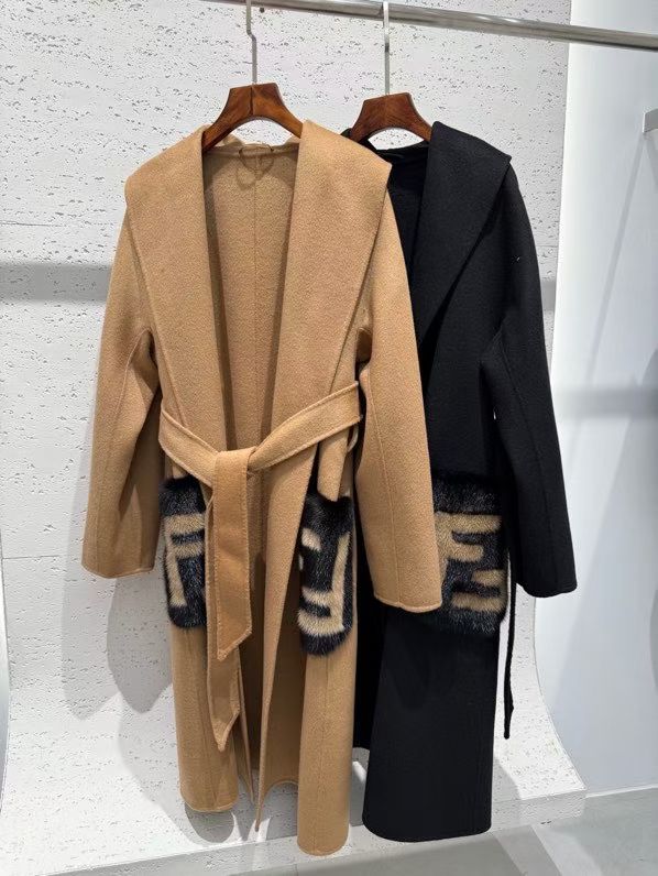 Fendi 25FW Double-Faced Cashmere Mink Heavy Coat