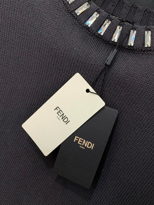 Fendi 25 Lazy-Style Crewneck Sweater Dark Brown Cotton