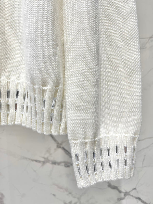 Fendi 25 Lazy-Style Crewneck Sweater White Cotton