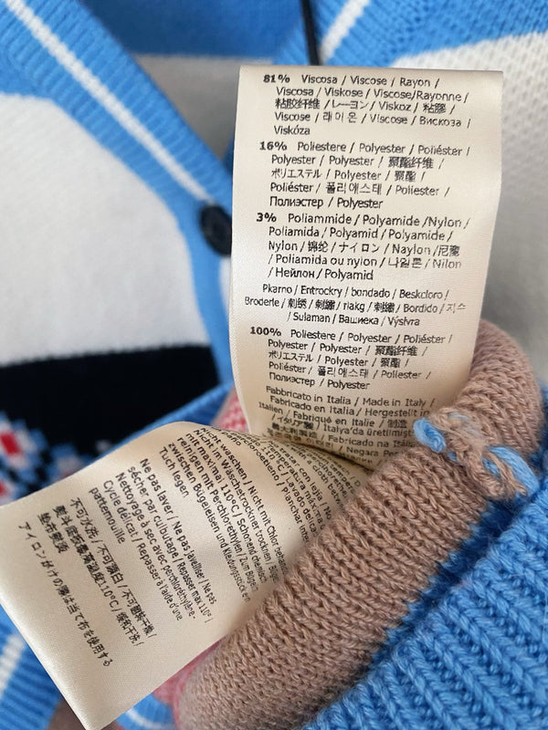 Fendi 25 Round Neck Pockets Mix Colors Viscose Cardigan