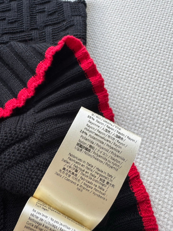 Fendi 25SS Double F Jacquard Knitted Wool Black Vest