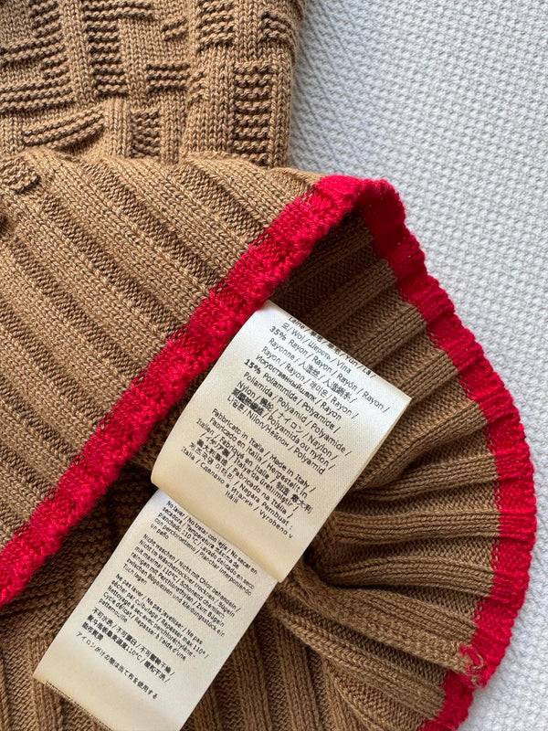 Fendi 25SS Double F Jacquard Knitted Wool Brown Vest