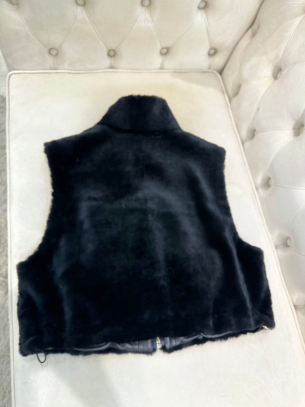 Fendi 25AW Merino Shearling Black Vest