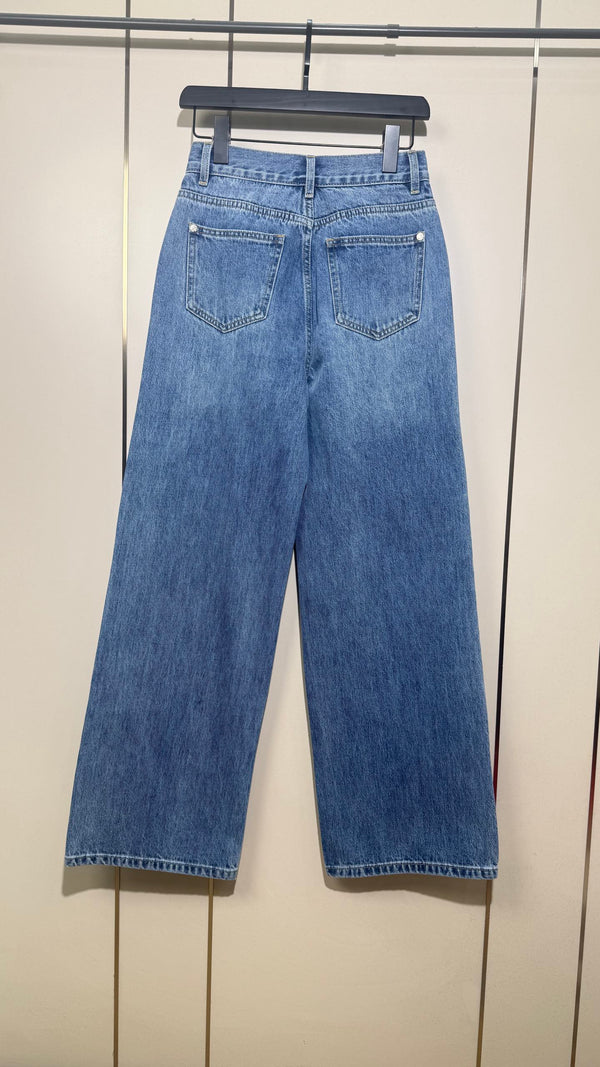 CC 25 Cross-stitched double C high-waisted straight-leg jeans