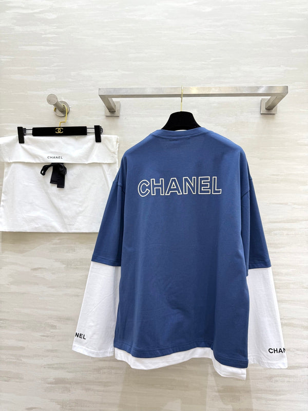 CC 25 Fake Two-Piece Design Long-Sleeved Sweater