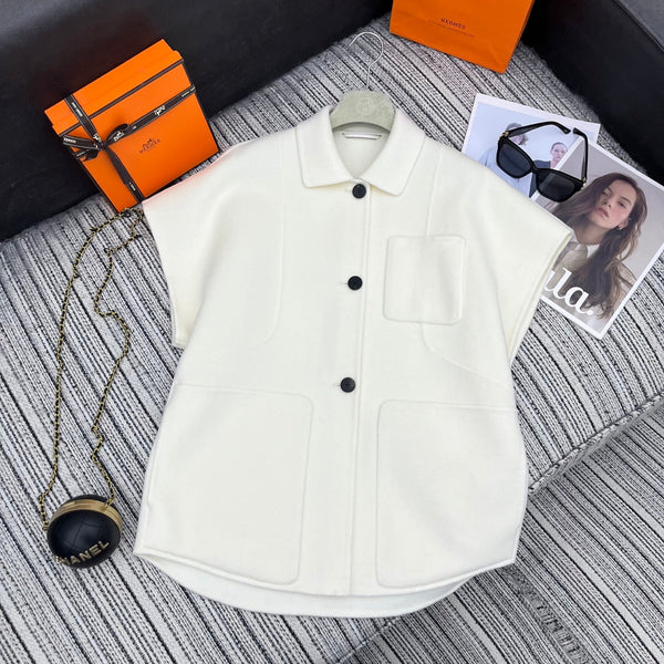 HM mid-length double-faced cashmere lapel white vest