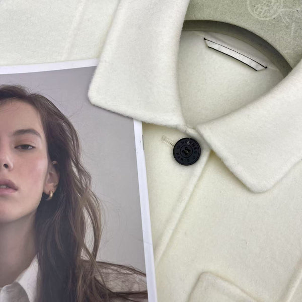 HM mid-length double-faced cashmere lapel white vest