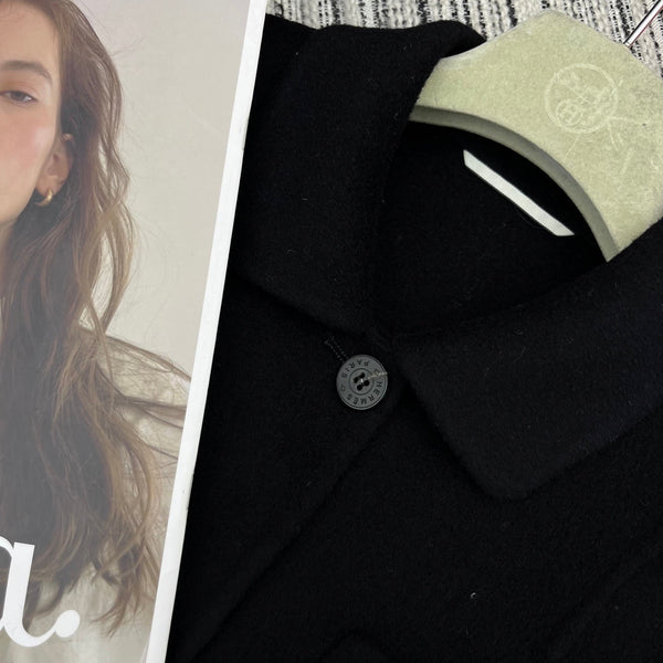 HM mid-length double-faced cashmere lapel black vest