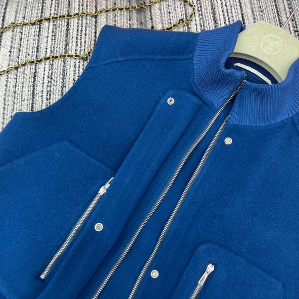 HM Stand-Up Collar Double-Faced Cashmere Blue Vest