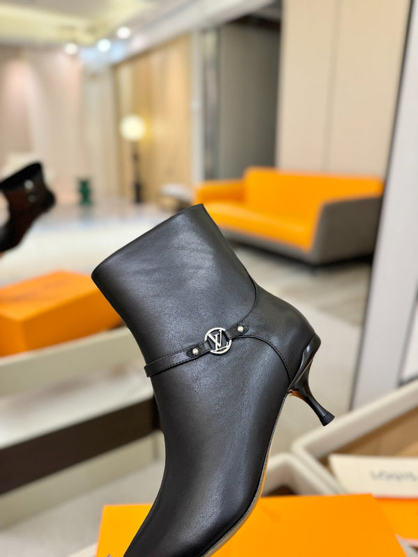 LV 6AM Ankle Boots 55mm Heel Black Calfskin 504810