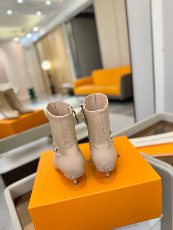 LV 6AM Ankle Boots 55mm Heel Cream Calfskin 504809