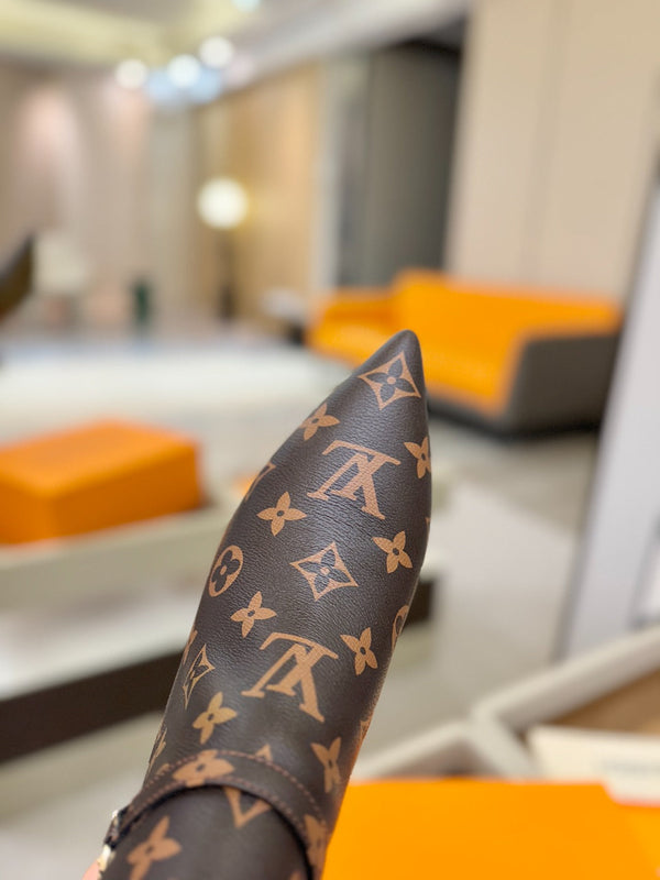 LV 6AM Ankle Boots 55mm Heel Brown Monogram 504808