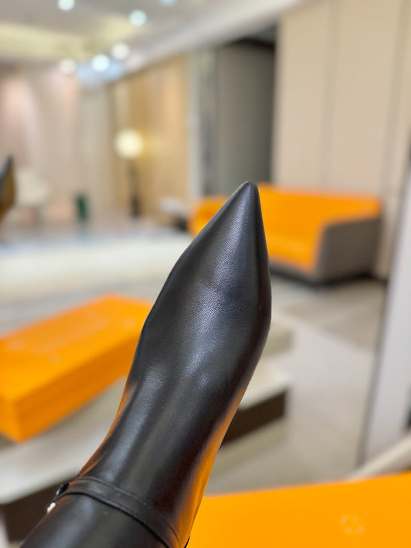 LV 6AM High Boots 55mm Heel Black Calfskin 504805