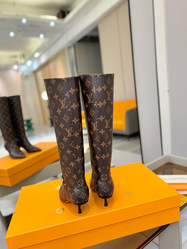 LV 6AM High Boots 55mm Heel Brown Monogram 504804