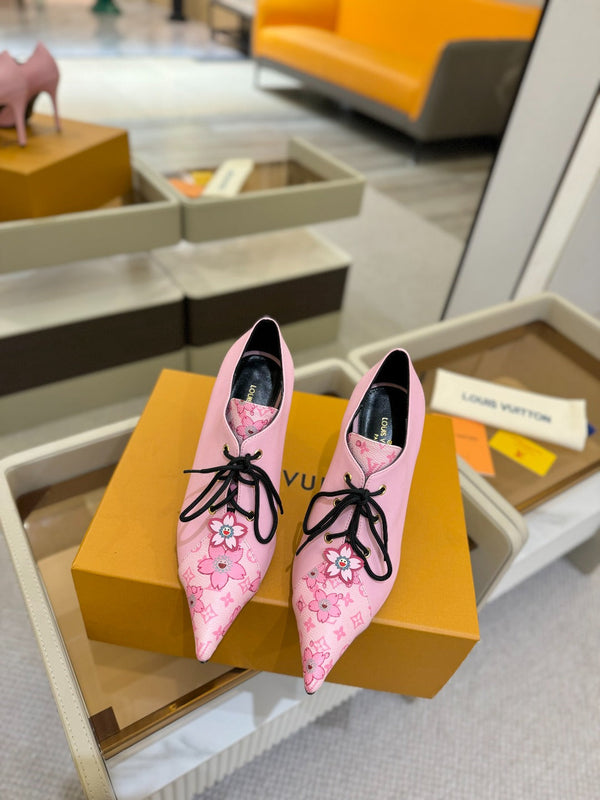 LV Ankle Boot 90mm Pink Calfskin Mix Cherry Blossom Monogram 504795