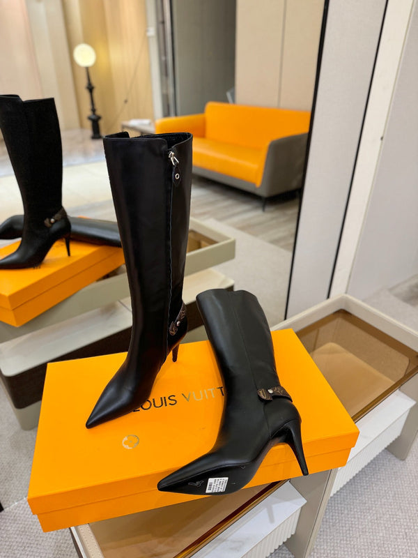 LV Legacy High Boot 90mm Black Calfskin 504736