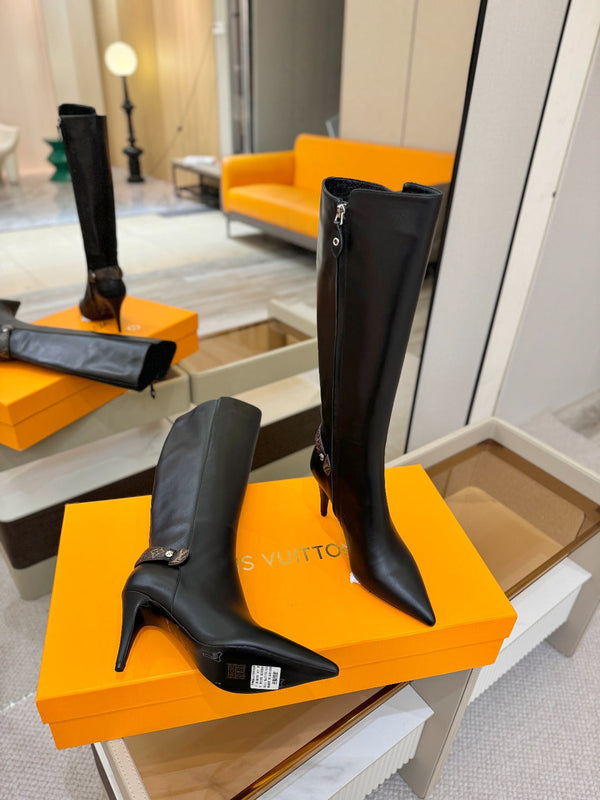 LV Legacy High Boot 90mm Black Calfskin 504736