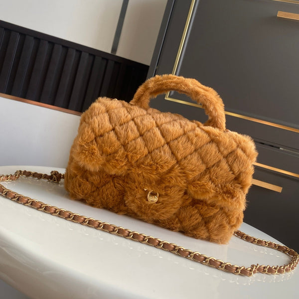 Mini CF 25 Flap Bag Brown Shearling