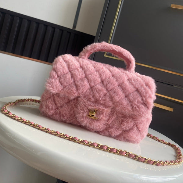 Mini CF 25 Flap Bag Pink Shearling