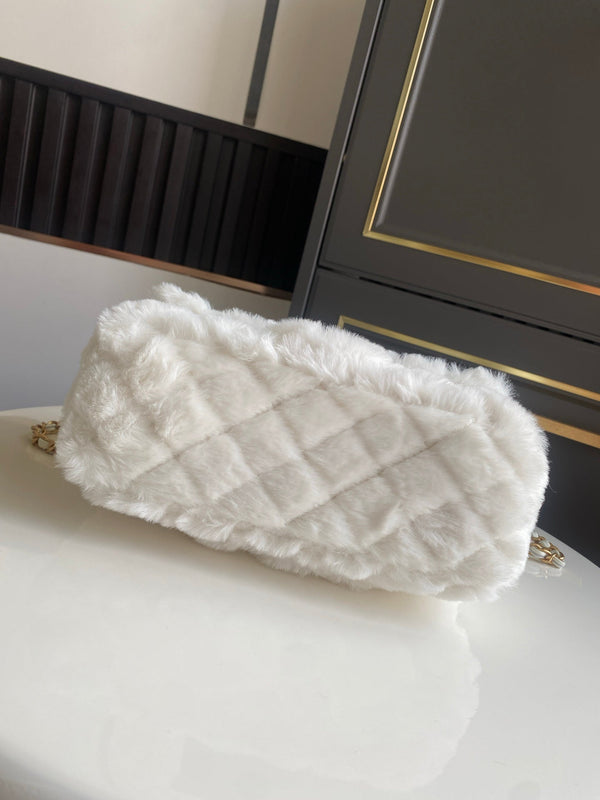 Mini CF 25 Flap Bag White Shearling