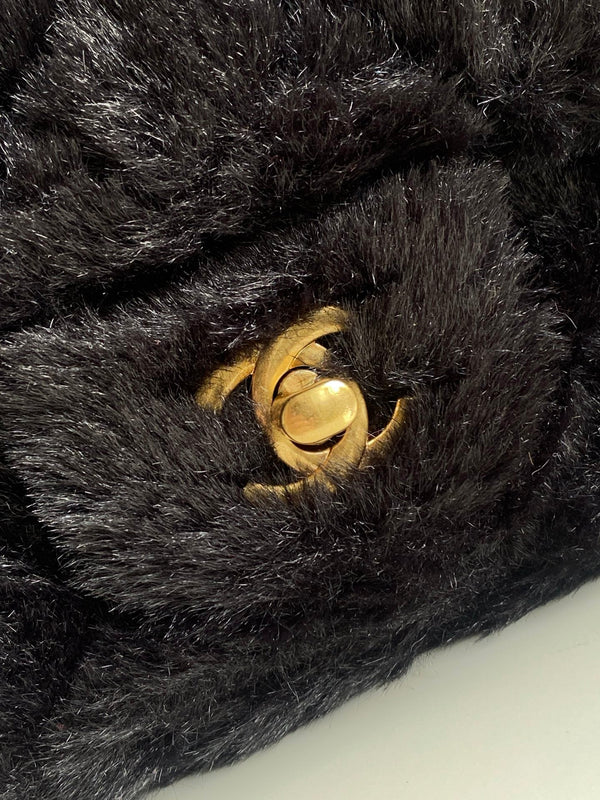 Mini CF 25 Flap Bag Black Shearling