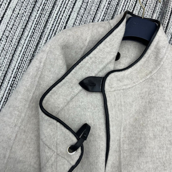 LV 25FW Double-Faced Wool Coat Jacket Lambskin Edge Light Gray 311700