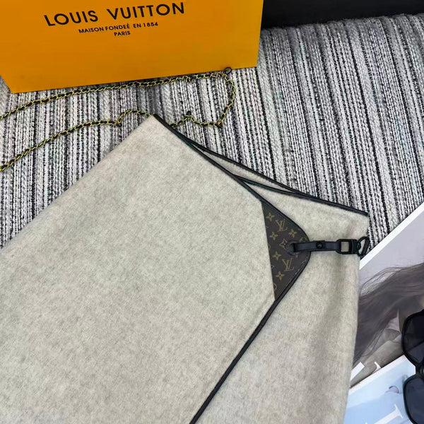 LV 25FW Double-Faced Wool Short Skirt Lambskin Edge Light Gray 311681